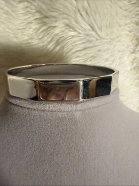 Monet Modernist Silver Tone Slip On Bangle Bracelet
